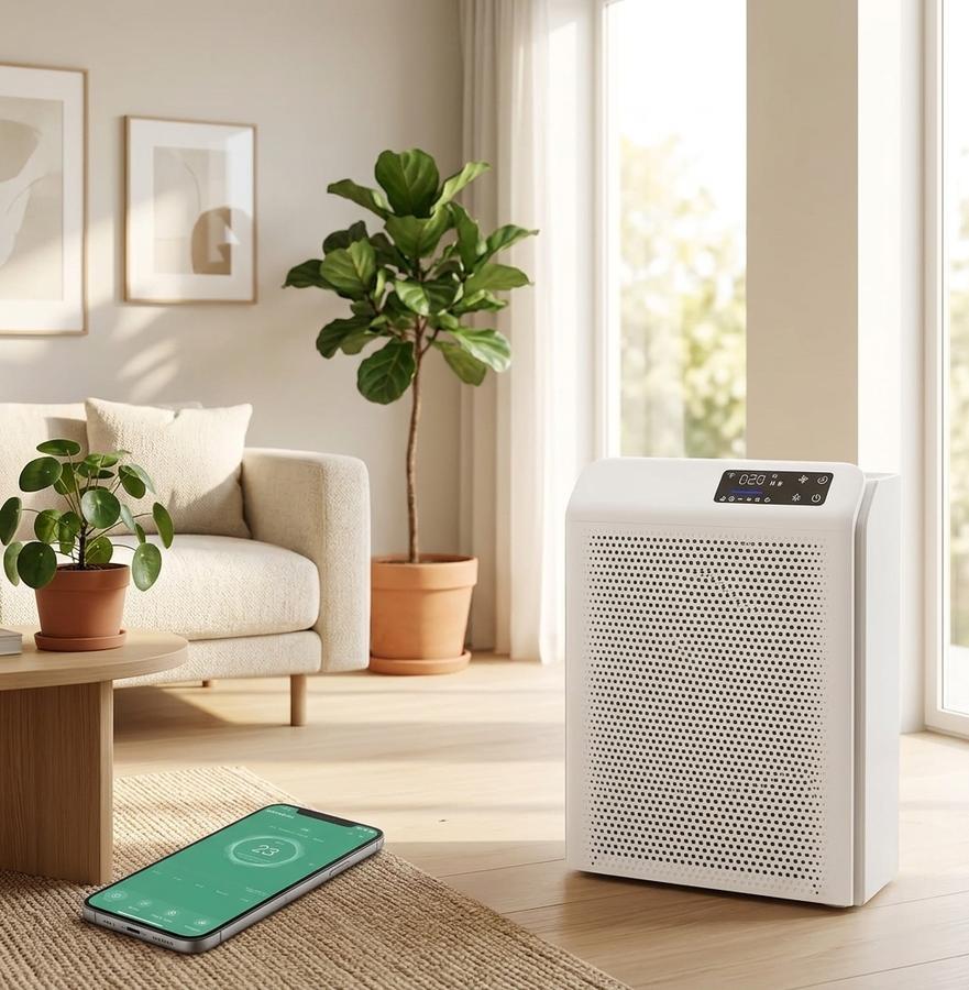 MATONC smart HEPA air purifier flagship in a dining space